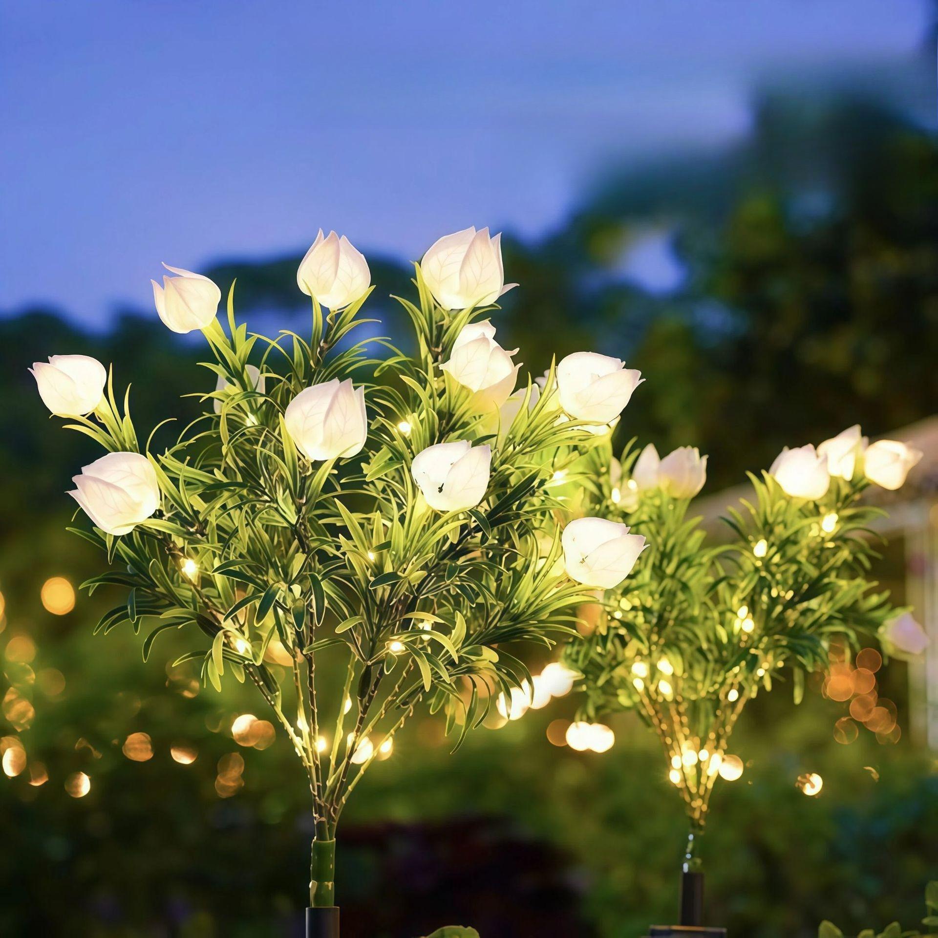 Luminous Gardenia Solar Pathway Lights – Waterproof Blooming Flower Garden Stakes