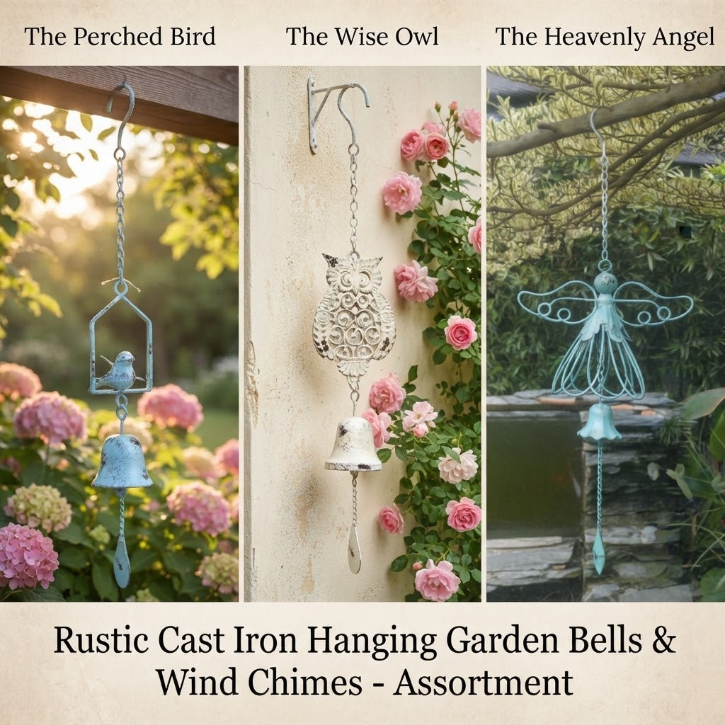 Rustic Cast Iron Hanging Garden Bells & Wind Chimes