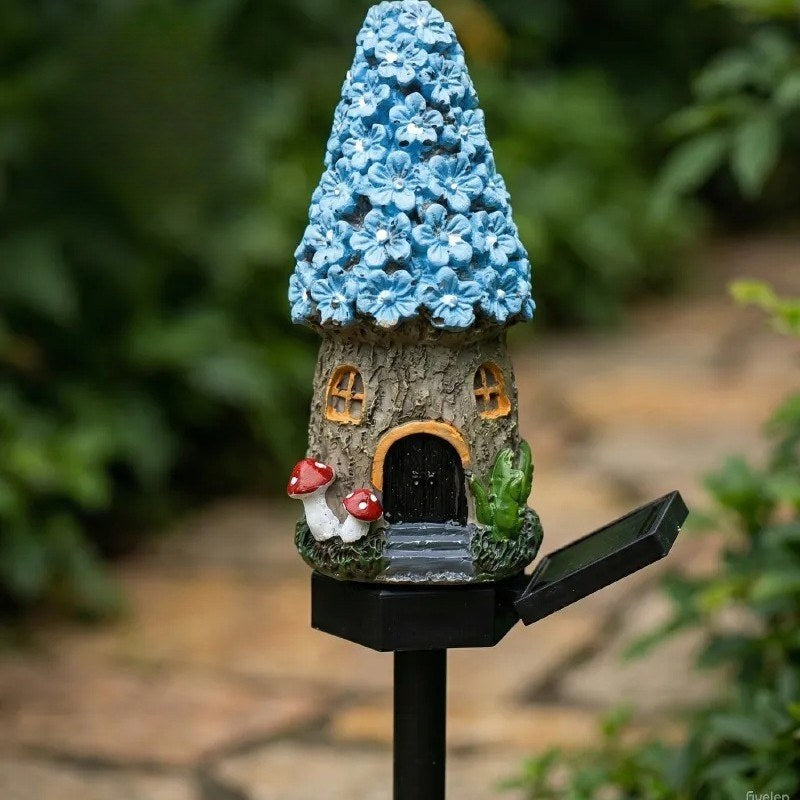 Luminous Storybook Fairy Houses – Solar-Powered Resin Garden Pathway Stakes (5 Styles)