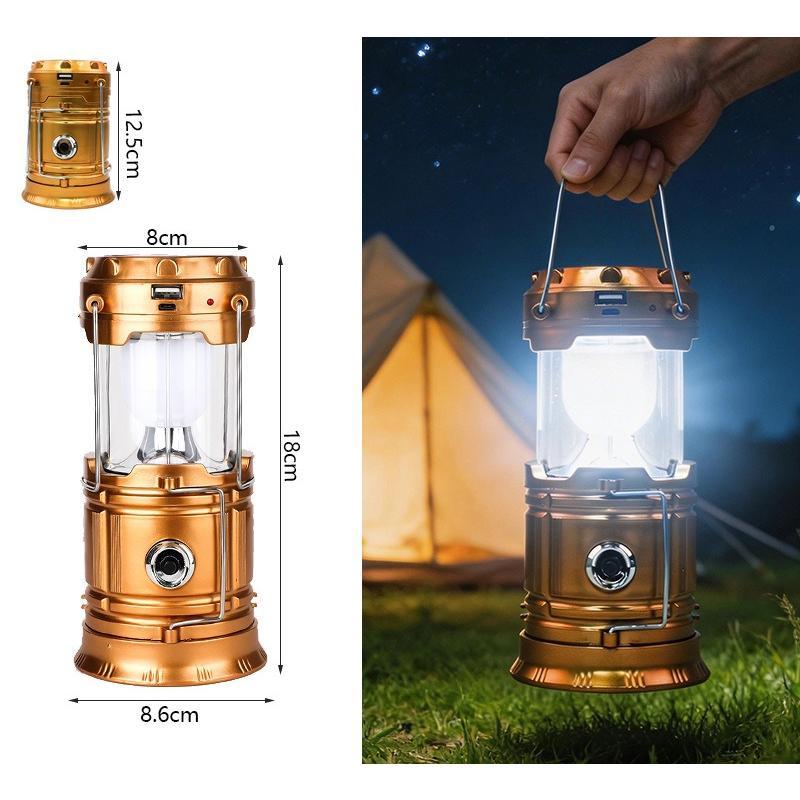 4-in-1 Collapsible Solar Camping Lantern – Pop-Up LED Tent Light, Flashlight & Emergency Power Bank