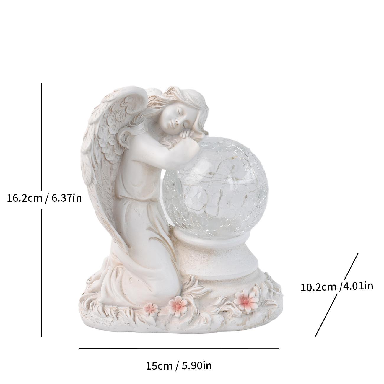 Guardian Angel Solar Lantern Statue – Elegant Resin Garden Planter & Glowing Orb Sculptures