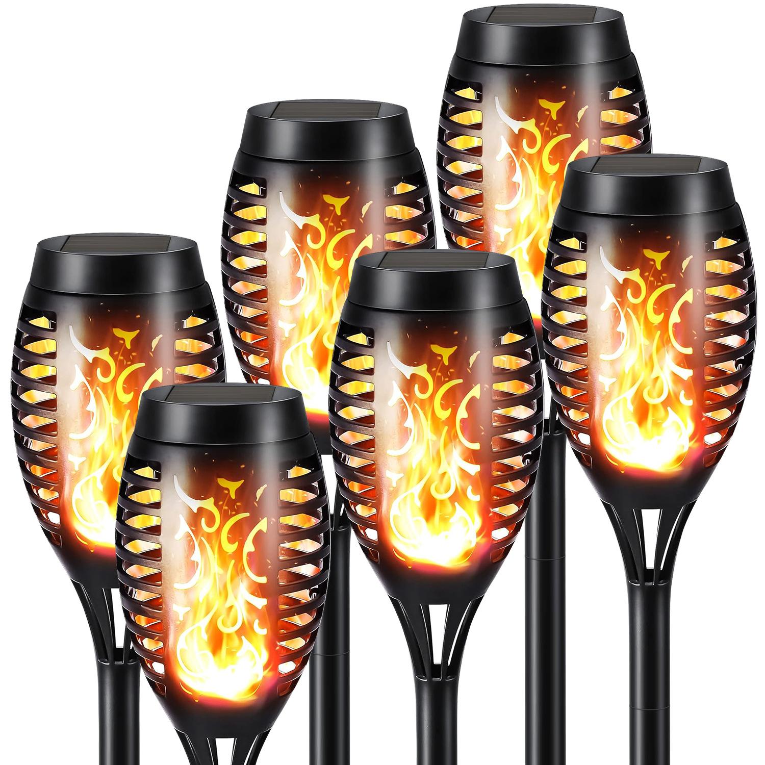Solar Flickering Flame Torch Lights – Waterproof LED Garden Pathway Stakes