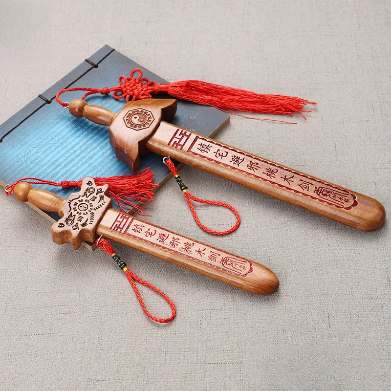 Chinese Peach Wood Sword – Oriental Feng Shui Garden Guardian Decoration