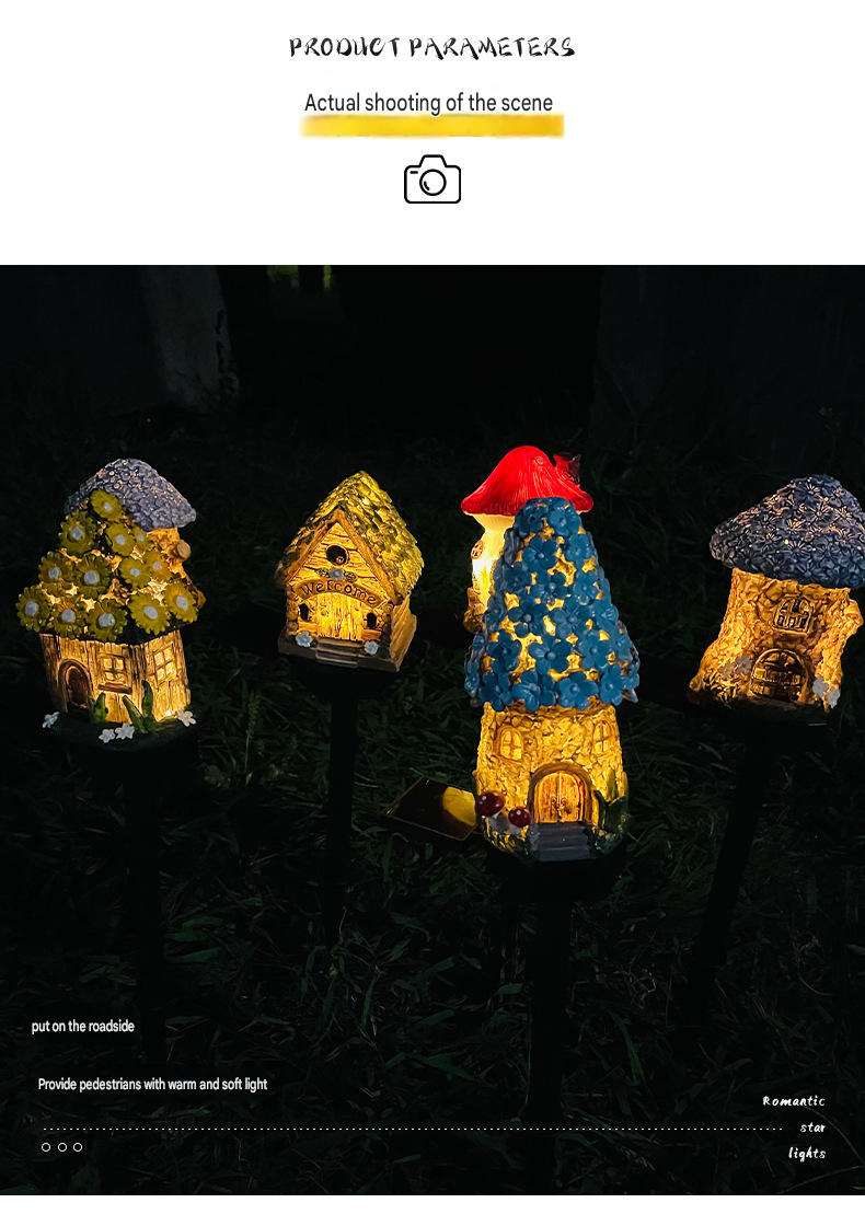 Luminous Storybook Fairy Houses – Solar-Powered Resin Garden Pathway Stakes (6 Styles)