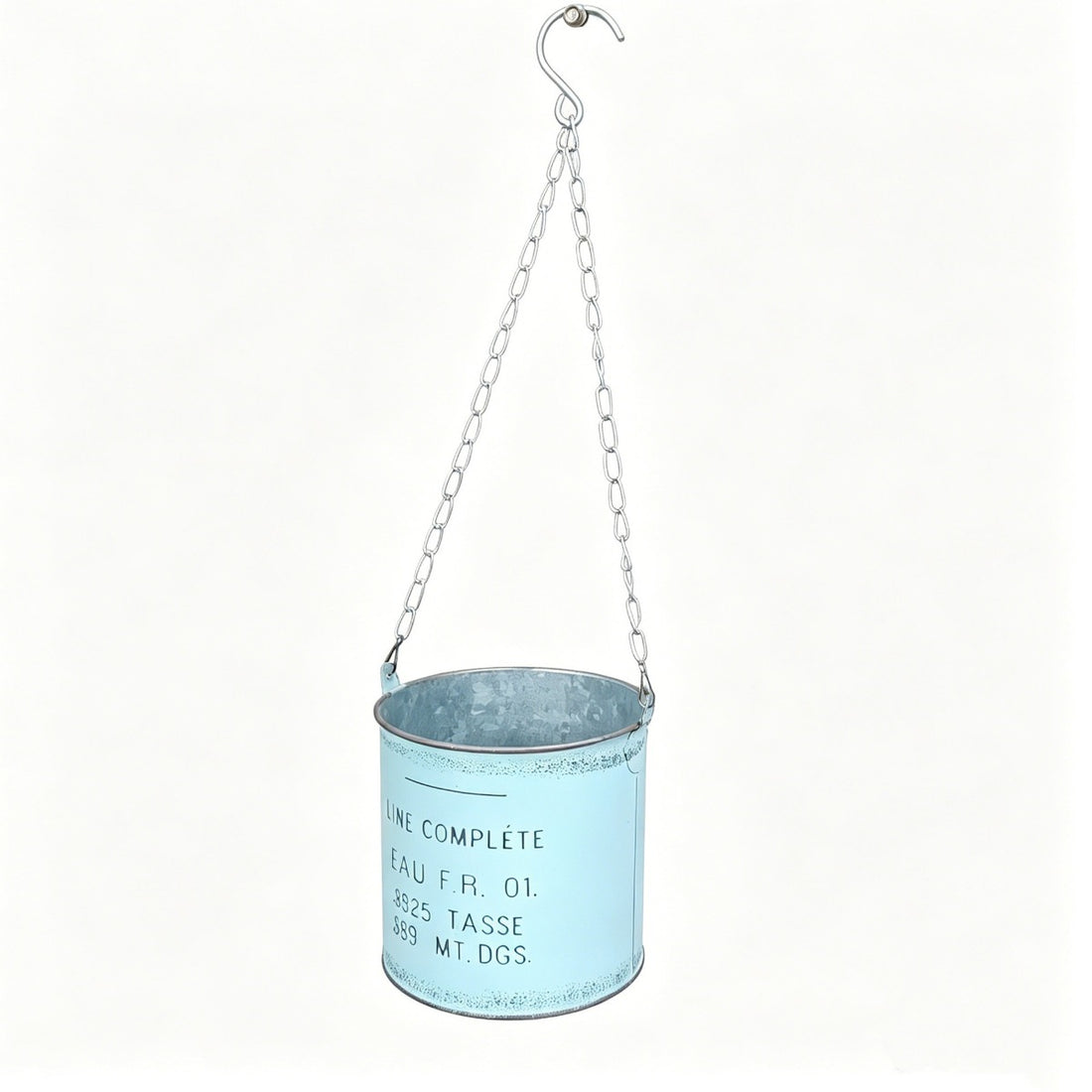 Vintage French Country Metal Hanging Planter with Chain