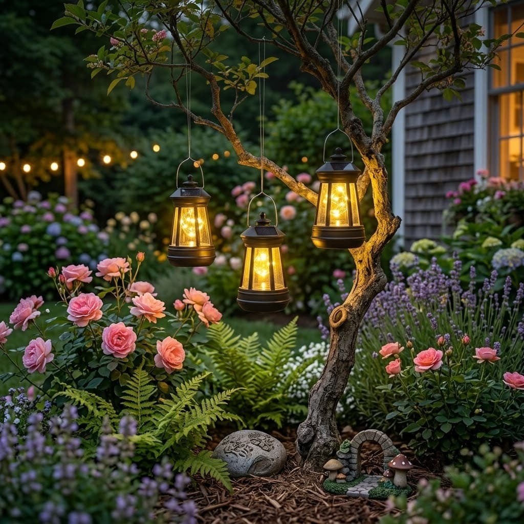 Miniature Solar Hanging Lantern – Replacement Garden Statue Light & Fairy Decor (3 Sizes)