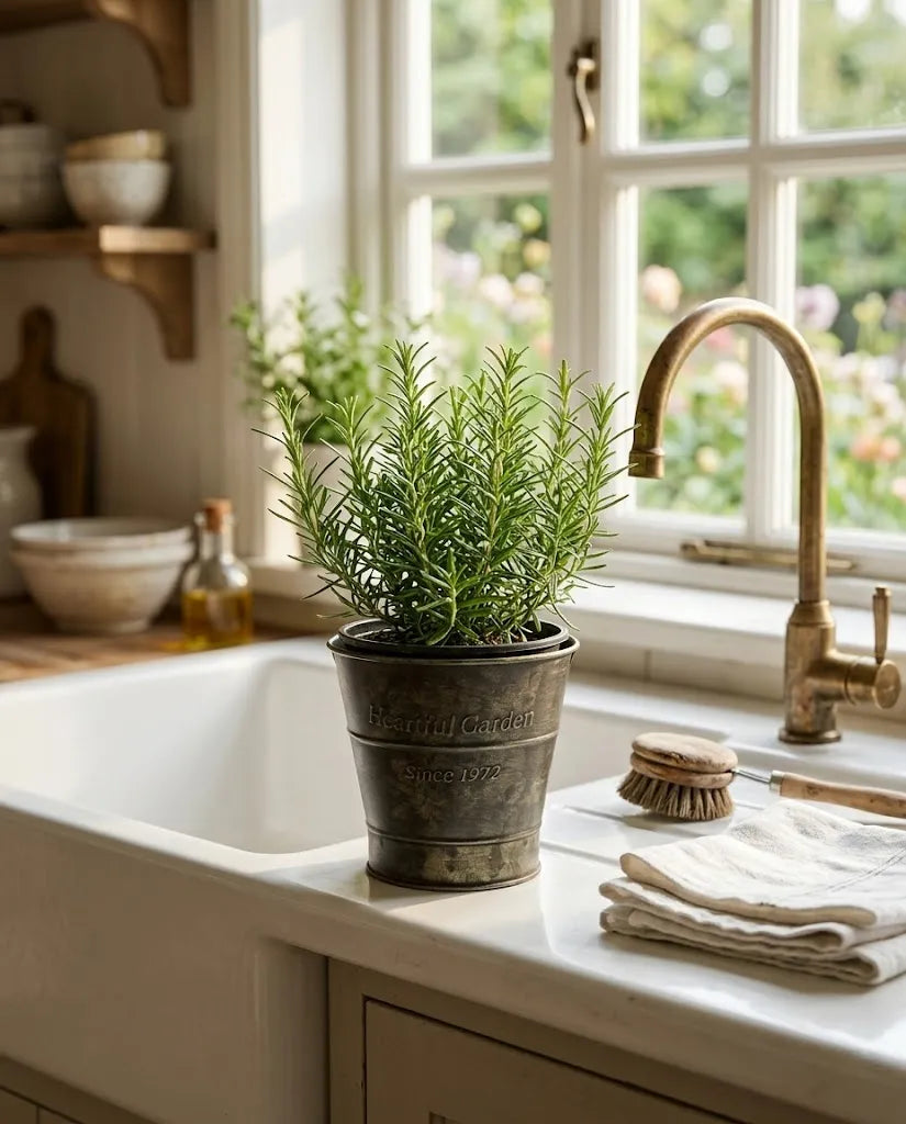 Heartful Garden Vintage Metal Planter Bucket – Rustic Embossed Farmhouse Tin Planter & Desk Organizer (Since 1972) – 5.3" x 4.7"