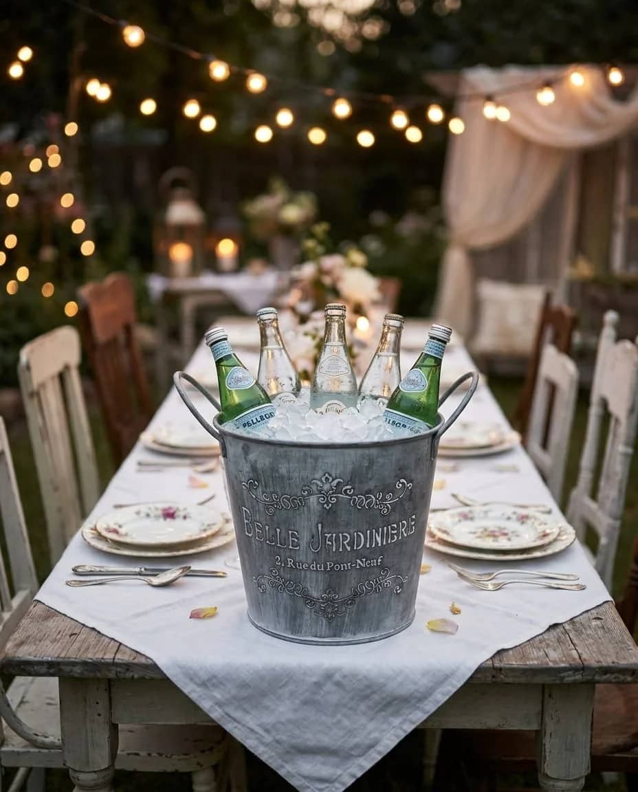 French Vintage Galvanized Planter Bucket – "Belle Jardinière" Rustic Metal Garden Tub with Handles (3 Sizes) - The Curated Shop