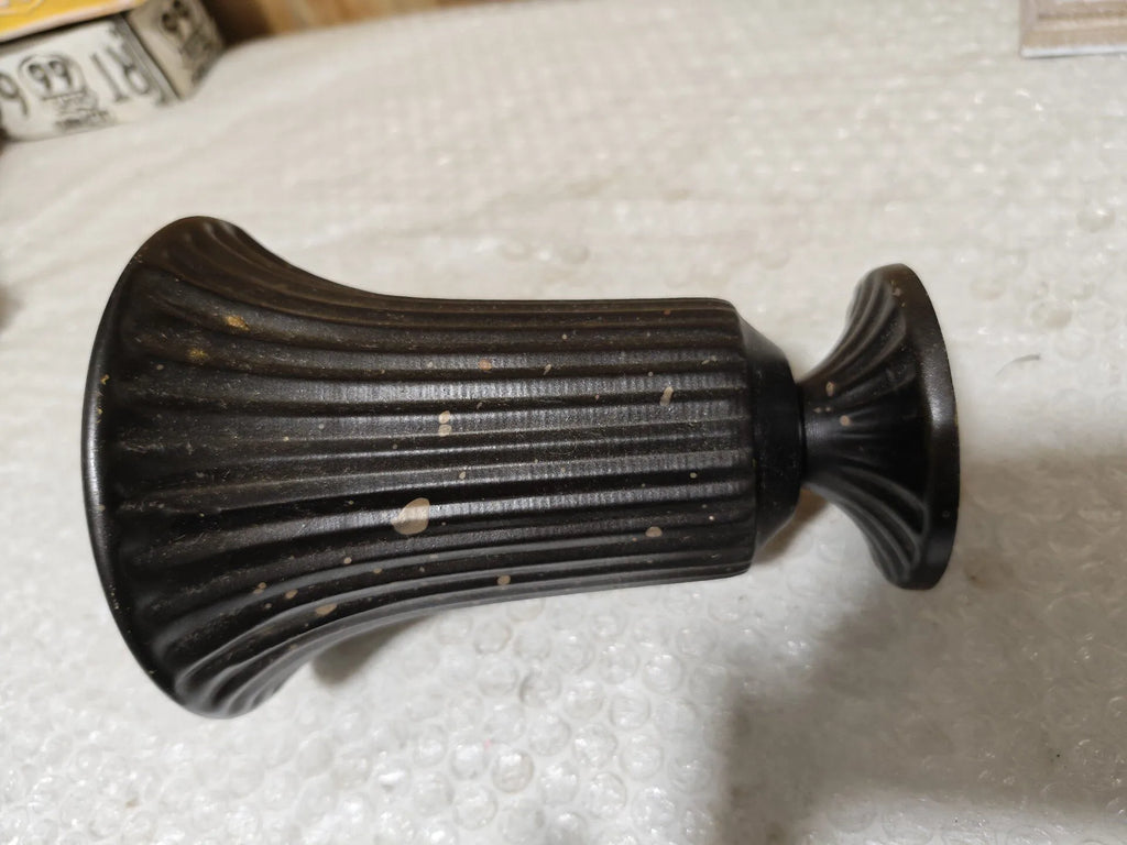 Vintage-Inspired Distressed Iron Urn Vase | Fluted Pedestal Trophy Vase