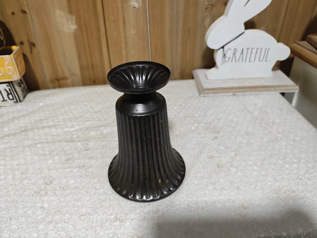 Vintage-Inspired Distressed Iron Urn Vase | Fluted Pedestal Trophy Vase