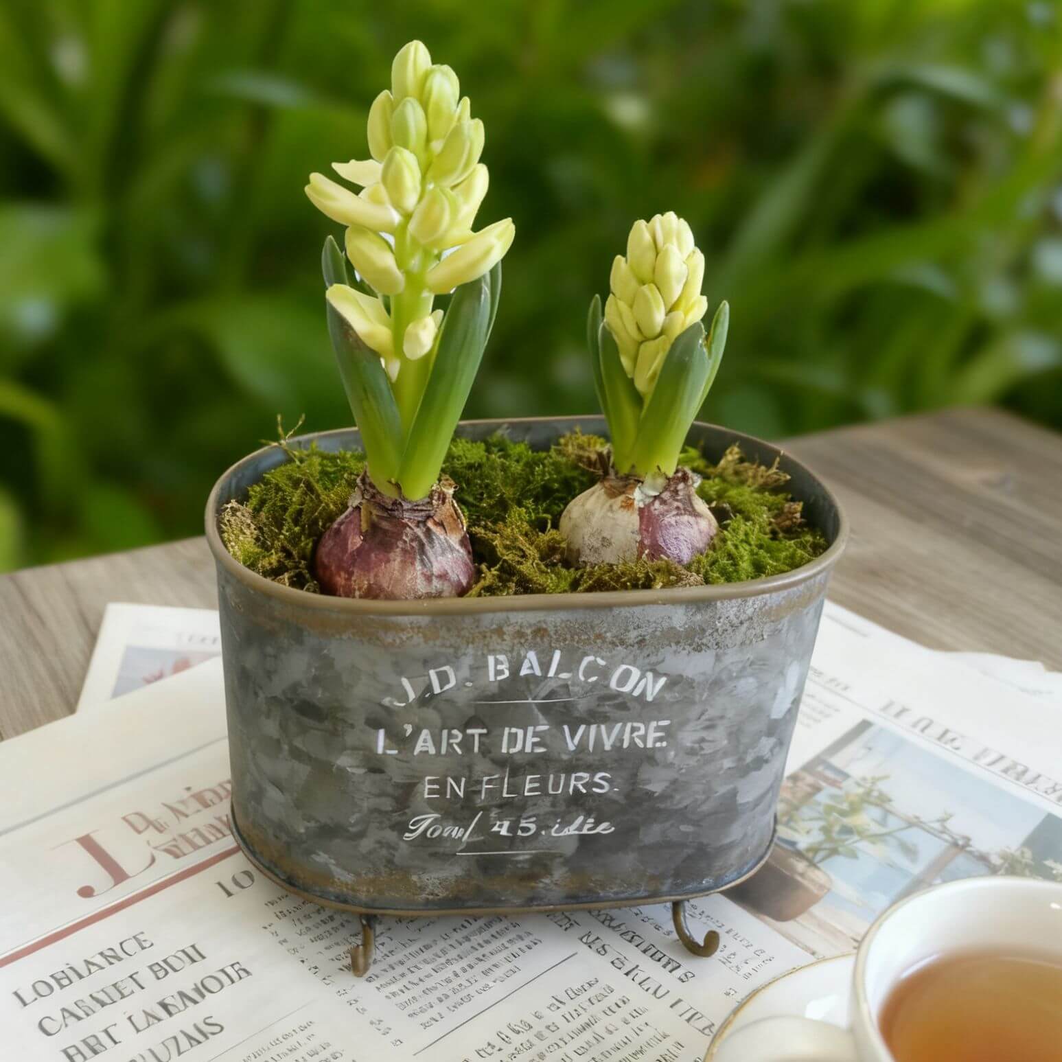 Vintage Galvanized Metal Planter Pot with Legs – Rustic Farmhouse Flower Bucket
