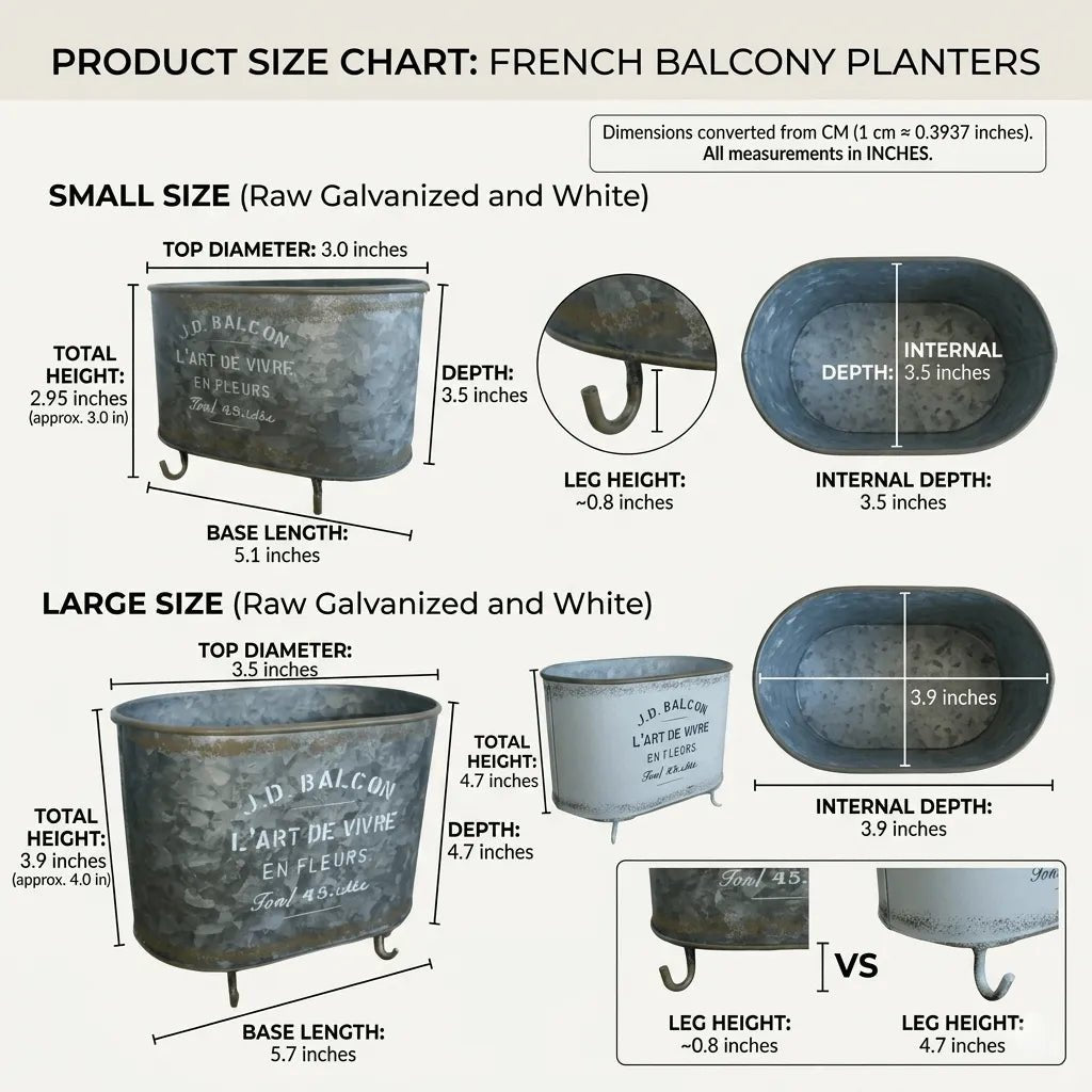 French Vintage Footed Oval Planter – "L'Art de Vivre" Galvanized Metal Tub with Drainage Hole - The Curated Shop