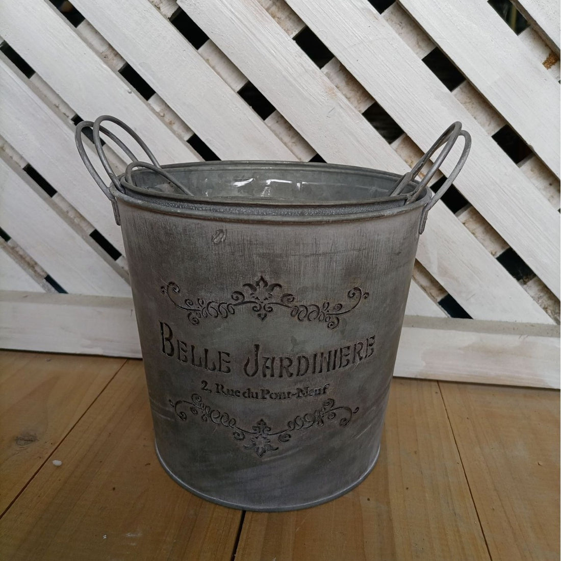 French Vintage Galvanized Planter Bucket – "Belle Jardinière" Rustic Metal Garden Tub with Handles (3 Sizes) - The Curated Shop