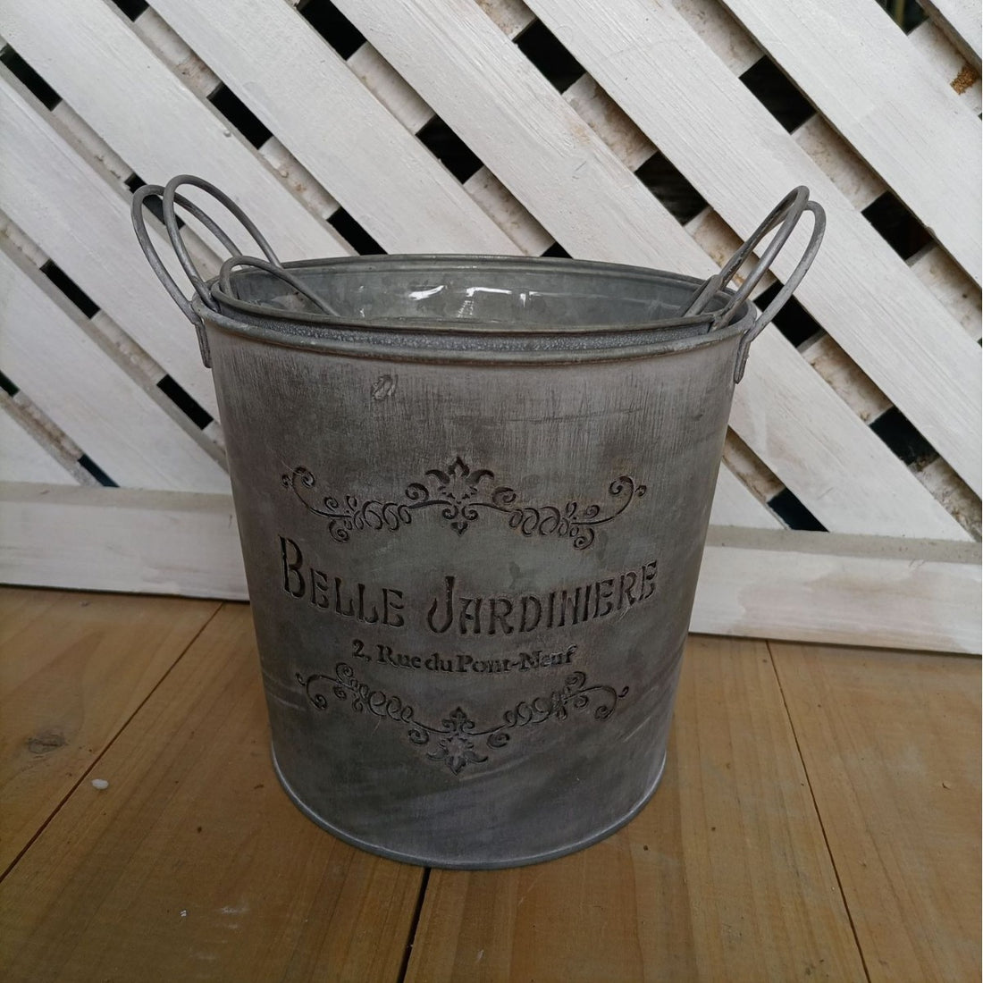 French Vintage Galvanized Planter Bucket – "Belle Jardinière" Rustic Metal Garden Tub with Handles (3 Sizes) - The Curated Shop