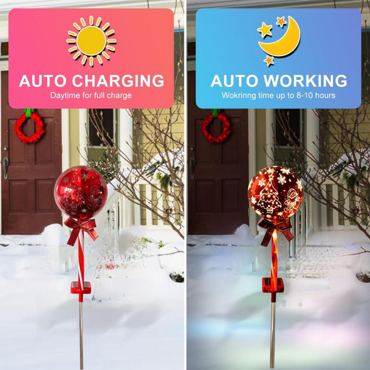 Luminous Holiday Greeting – Solar Candy Cane & "Merry Christmas" Sphere Stakes (Set of 2)