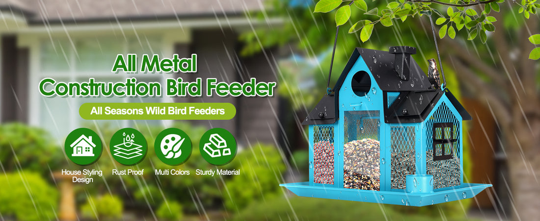Luminous Solar Barn Bird Feeder – Heavy-Duty Metal Hanging Lantern & Wild Bird Station