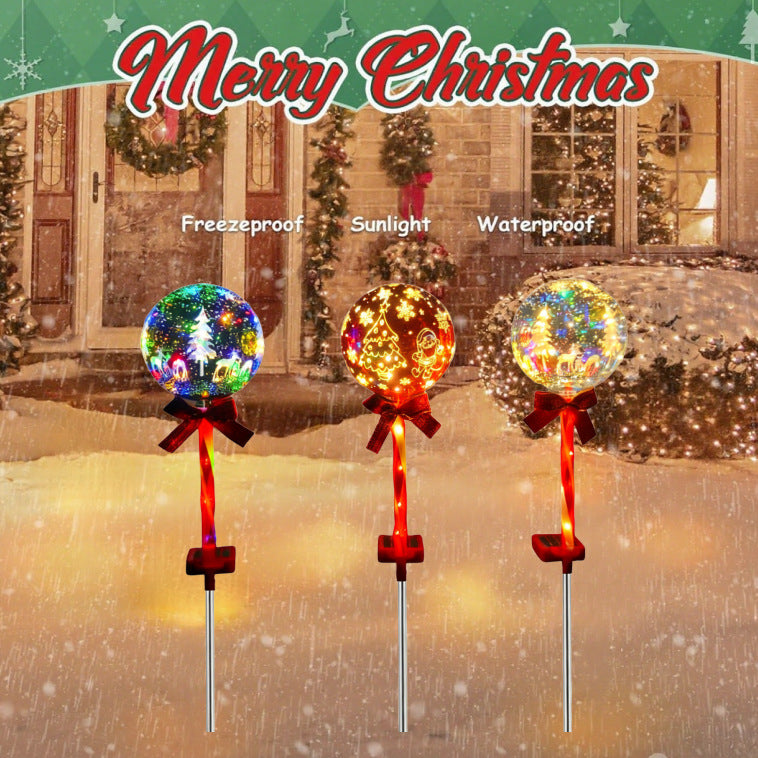 Luminous Holiday Greeting – Solar Candy Cane & "Merry Christmas" Sphere Stakes (Set of 2)