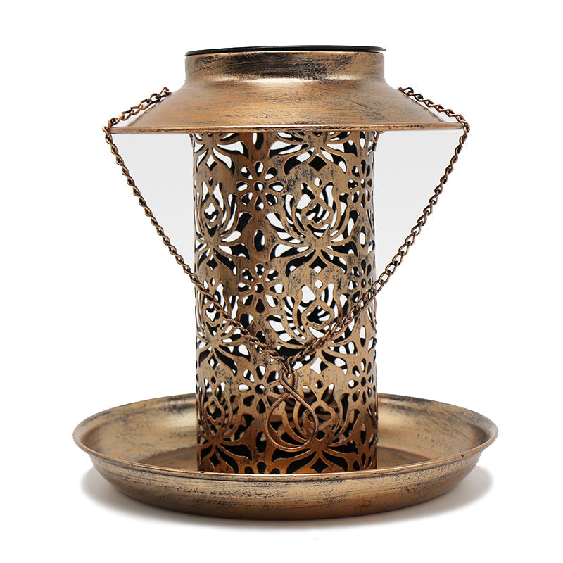 Luminous Solar Bird Feeder – Vintage Bronze Hanging Lantern & Wild Bird Station