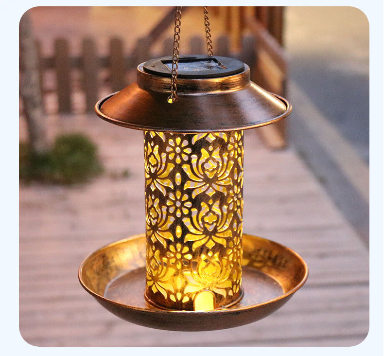 Luminous Solar Bird Feeder – Vintage Bronze Hanging Lantern & Wild Bird Station