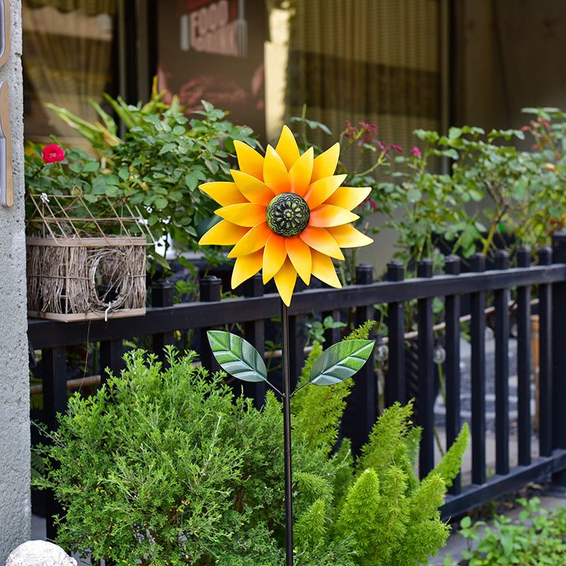 Kinetic Floral Wind Spinner – Rotating Metal Flower Garden Stake (45.7" Tall)
