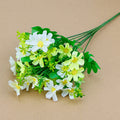 White and light green faux daisy flower stems with flexible green wire stem