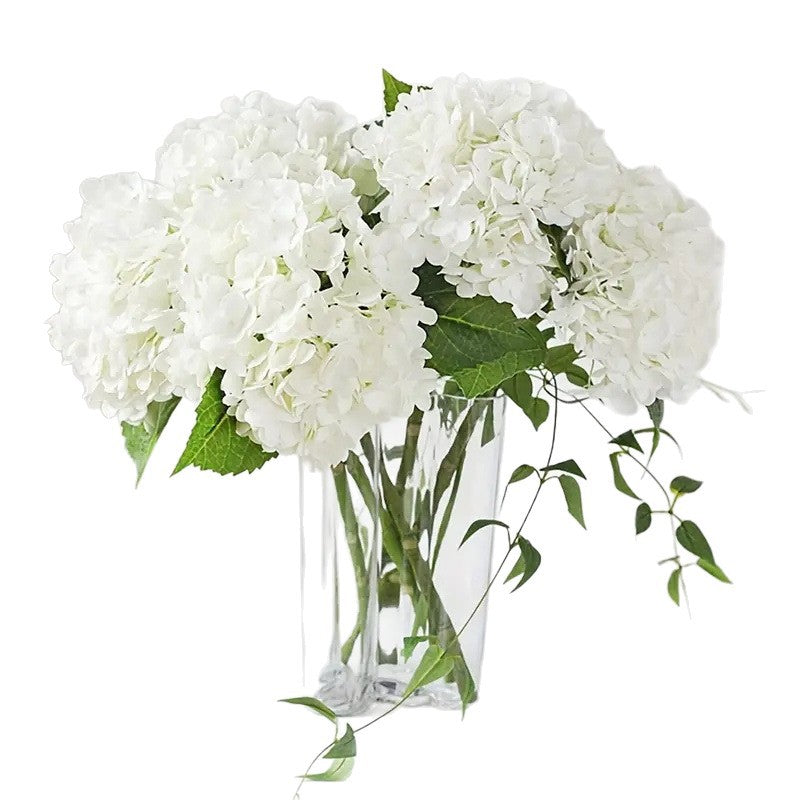 Lifelike Faux Hydrangea Stems – Romantic Artificial Silk Flowers (Set of 5 Large Blooms)