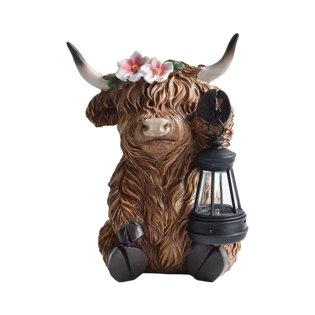 Luminous Solar Animal Garden Guardian – Hand-Painted Resin Statue with Glowing Lantern