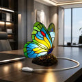 Resin LED animal garden light, multicolor butterfly figurine on stand with power cord