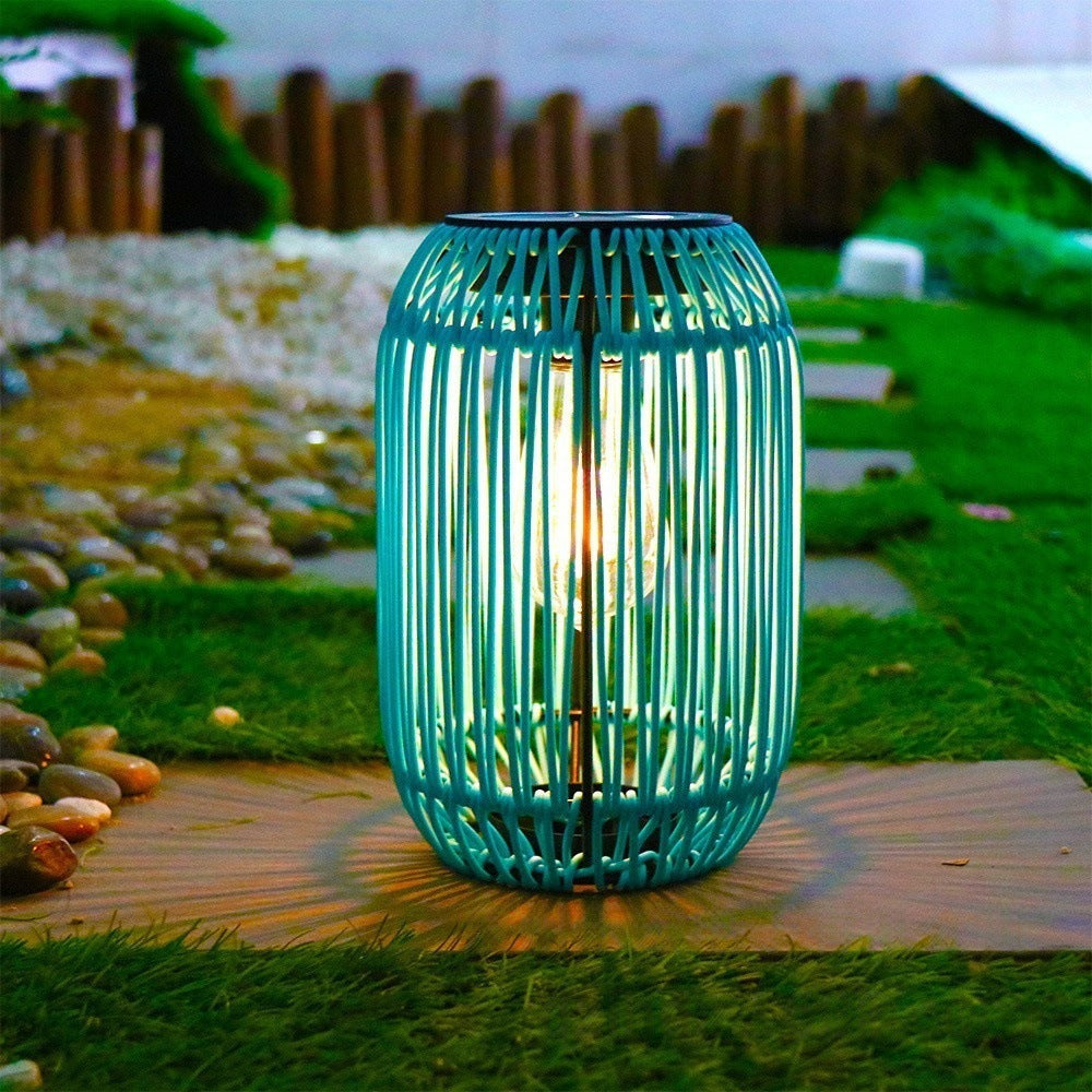 Tall Solar Woven Garden Lantern – Boho Rattan-Style Pathway Stake Light (30.7", 4 Colors)