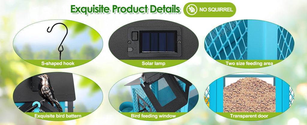 Luminous Solar Barn Bird Feeder – Heavy-Duty Metal Hanging Lantern & Wild Bird Station