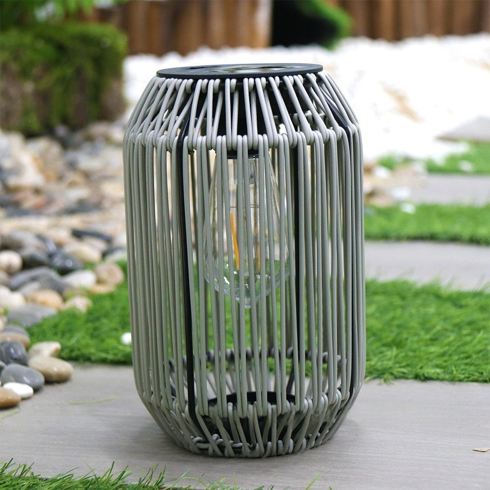 Tall Solar Woven Garden Lantern – Boho Rattan-Style Pathway Stake Light (30.7", 4 Colors)