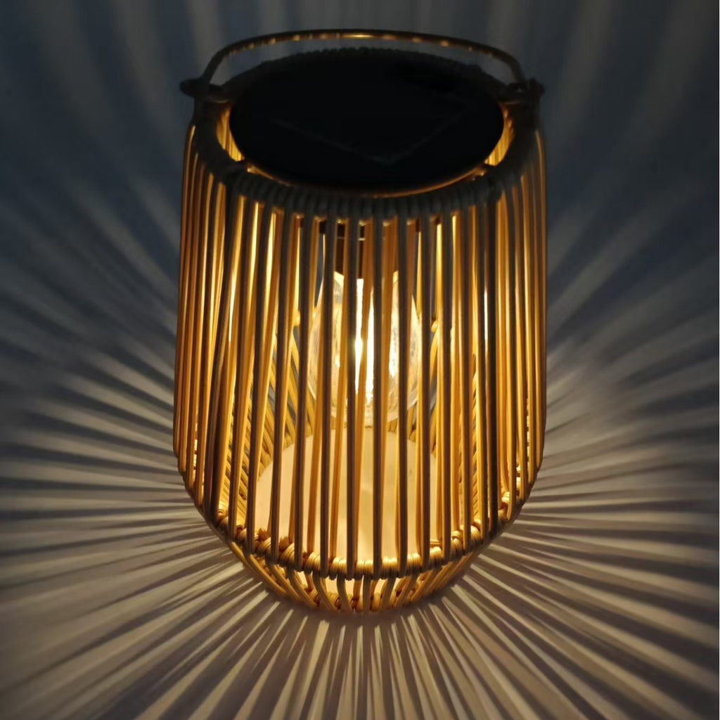 Solar Woven Rattan Lanterns – Boho Outdoor Table & Hanging Lights (Set of 2)