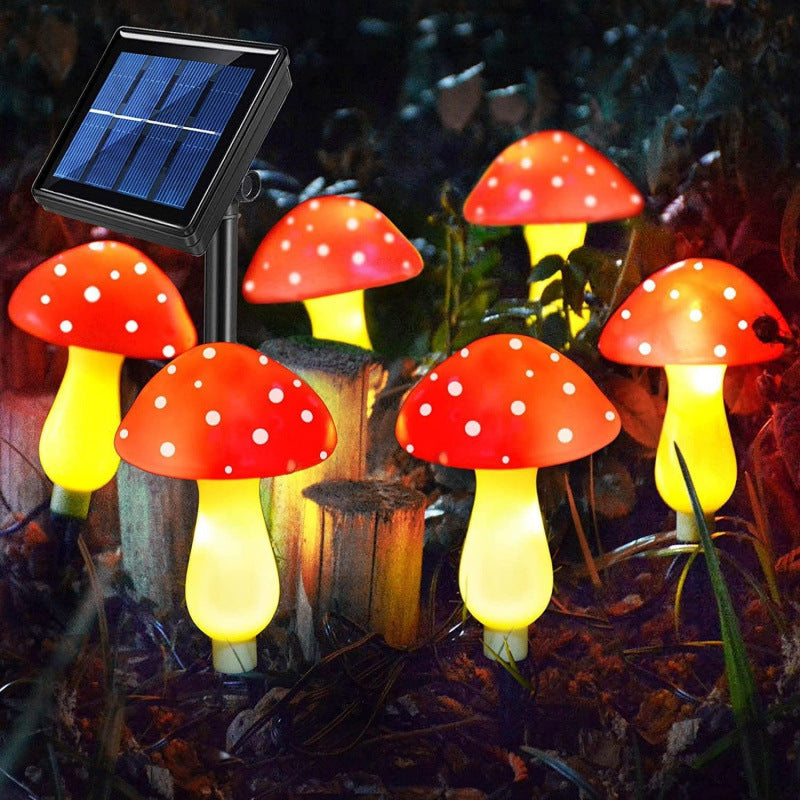 Luminous Solar Mushroom String Lights – Waterproof Fairy Garden Toadstool Stakes (8, 12, or 20 LEDs)