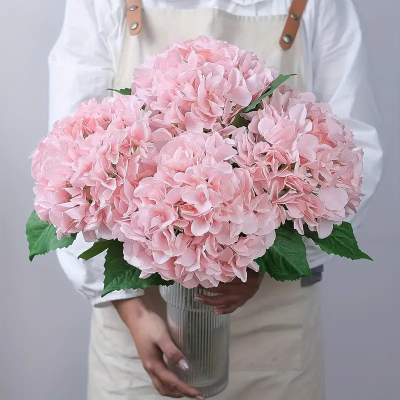 Lifelike Faux Hydrangea Stems – Romantic Artificial Silk Flowers (Set of 5 Large Blooms)