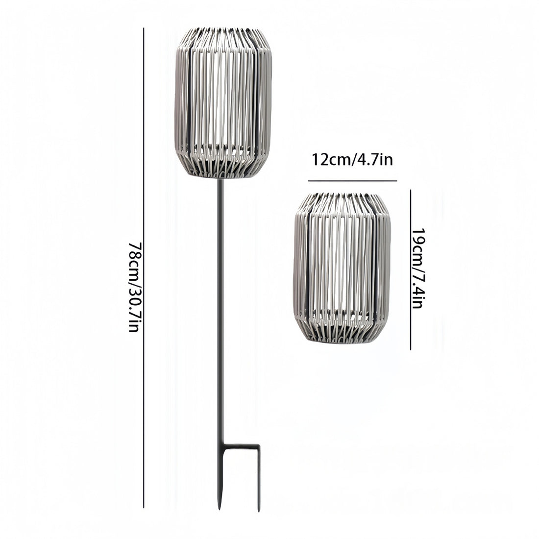 Tall Solar Woven Garden Lantern – Boho Rattan-Style Pathway Stake Light (30.7", 4 Colors)