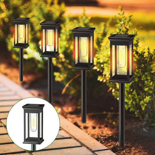 Luminous Vintage Solar Lights – Edison Filament & Flame Outdoor Lanterns (Stake & Wall Mount Styles)