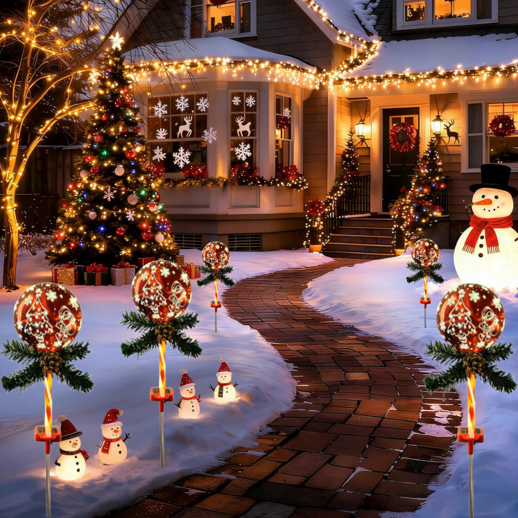 Luminous Holiday Greeting – Solar Candy Cane & "Merry Christmas" Sphere Stakes (Set of 2)