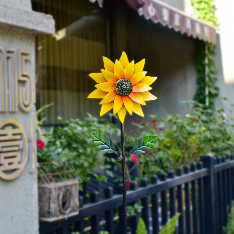 Kinetic Floral Wind Spinner – Rotating Metal Flower Garden Stake (45.7" Tall)