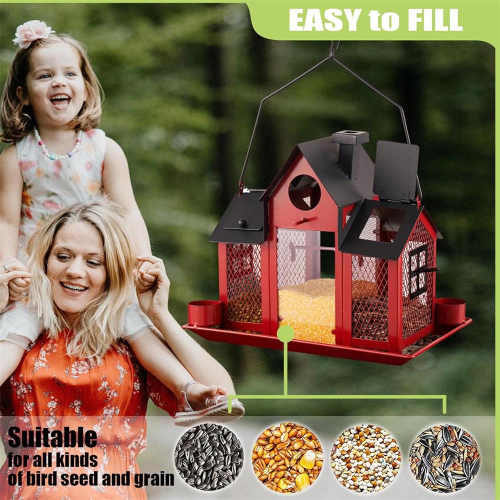 Luminous Solar Barn Bird Feeder – Heavy-Duty Metal Hanging Lantern & Wild Bird Station