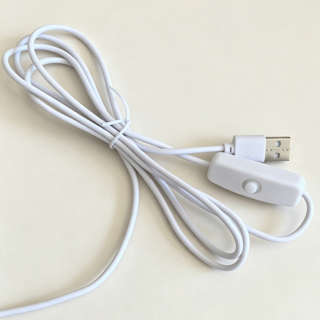 Hvid USB-strømledning med indbygget afbryder til bordlampe