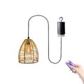 Rattan pendant lantern light with remote control and black power pack
