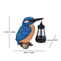 Luminous Kingfisher Solar Lantern Statue – Hand-Painted Resin Garden Bird Sculpture (7" Tall)
