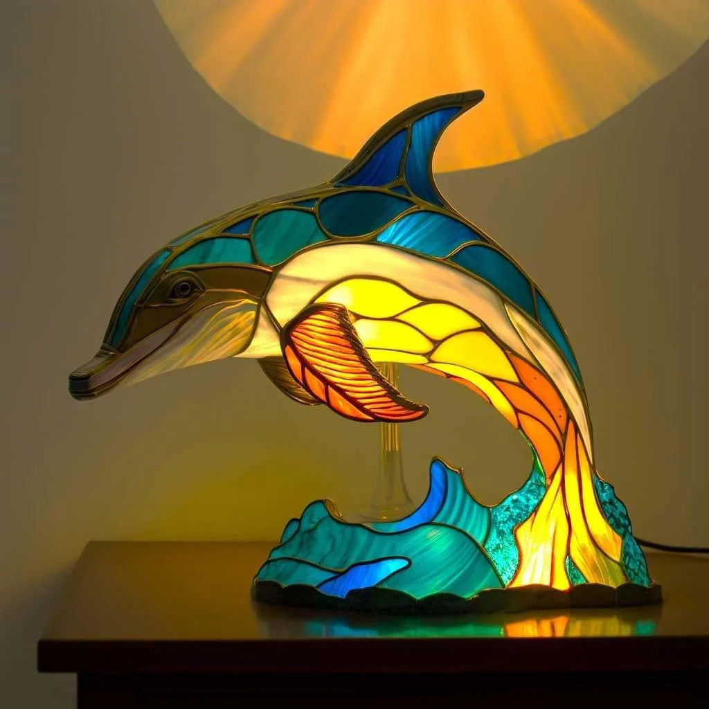 LED resin dolphin garden light with bright multicolor illuminated body