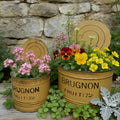 Vintage French Fruit Tin Can Planter Set (Set of 2) – Rustic Metal Garden Pots