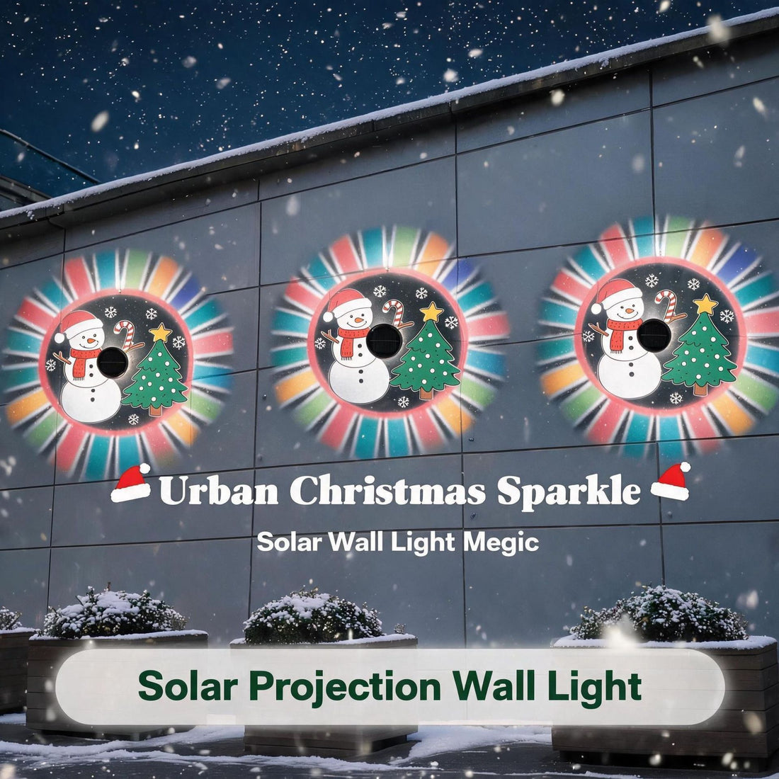 Luminous Holiday Silhouettes – Solar Christmas Projection Wall Light (3 Styles)