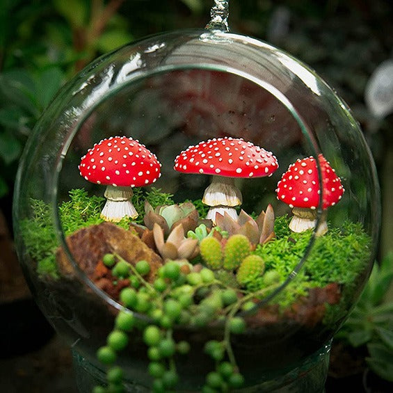 Glow-in-the-Dark Fairy Garden Toadstools – Miniature Resin Mushroom Stakes