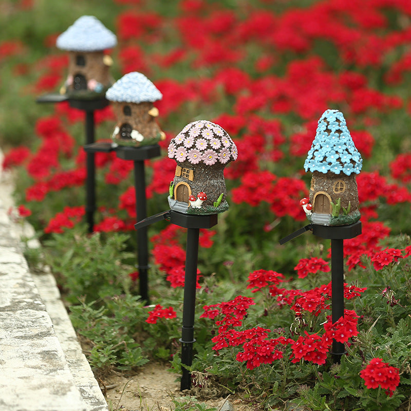 Luminous Storybook Fairy Houses – Solar-Powered Resin Garden Pathway Stakes (6 Styles)