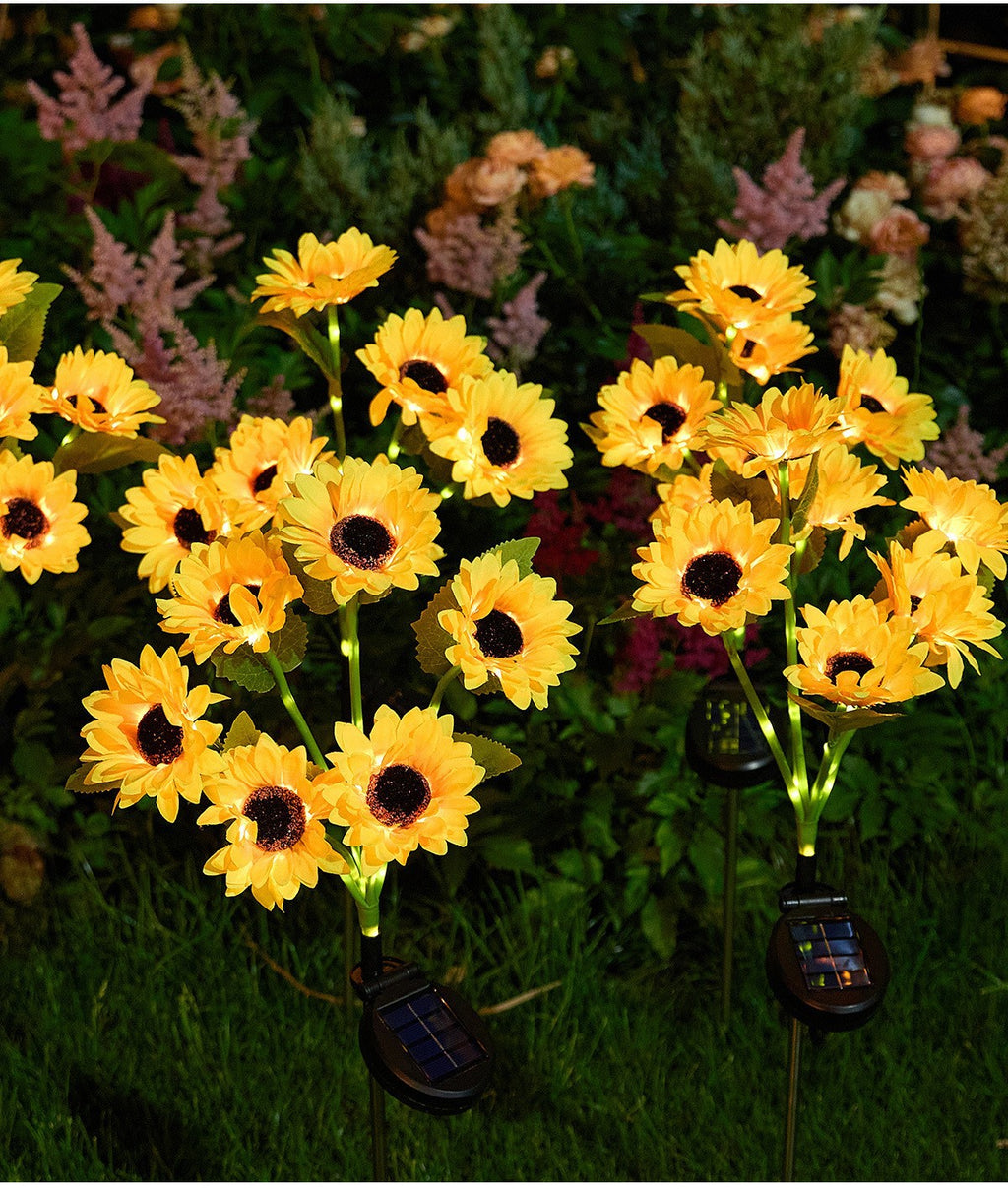 Luminous Solar Sunflower Pathway Lights – Waterproof Blooming Garden Stakes (Set of 2)