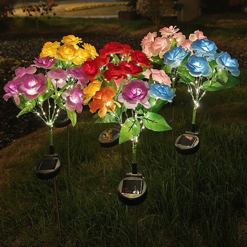 Luminous Solar Rose Garden Stakes – Waterproof Lifelike LED Flower Pathway Lights (Set of 2)