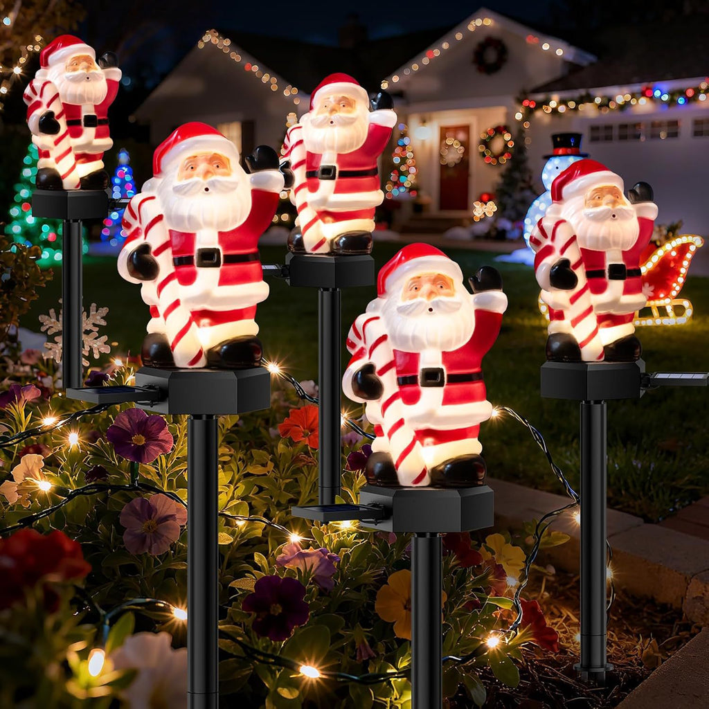 Luminous Retro Christmas Friends – 3D Glowing Solar Pathway Stakes (Set of 2)